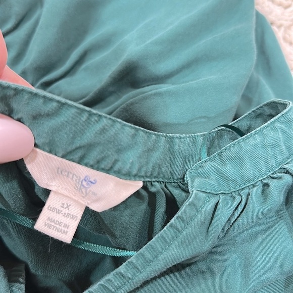 Terra & Sky Deep Green Long Sleeve Dress size 1X with pockets - Picture 6 of 8